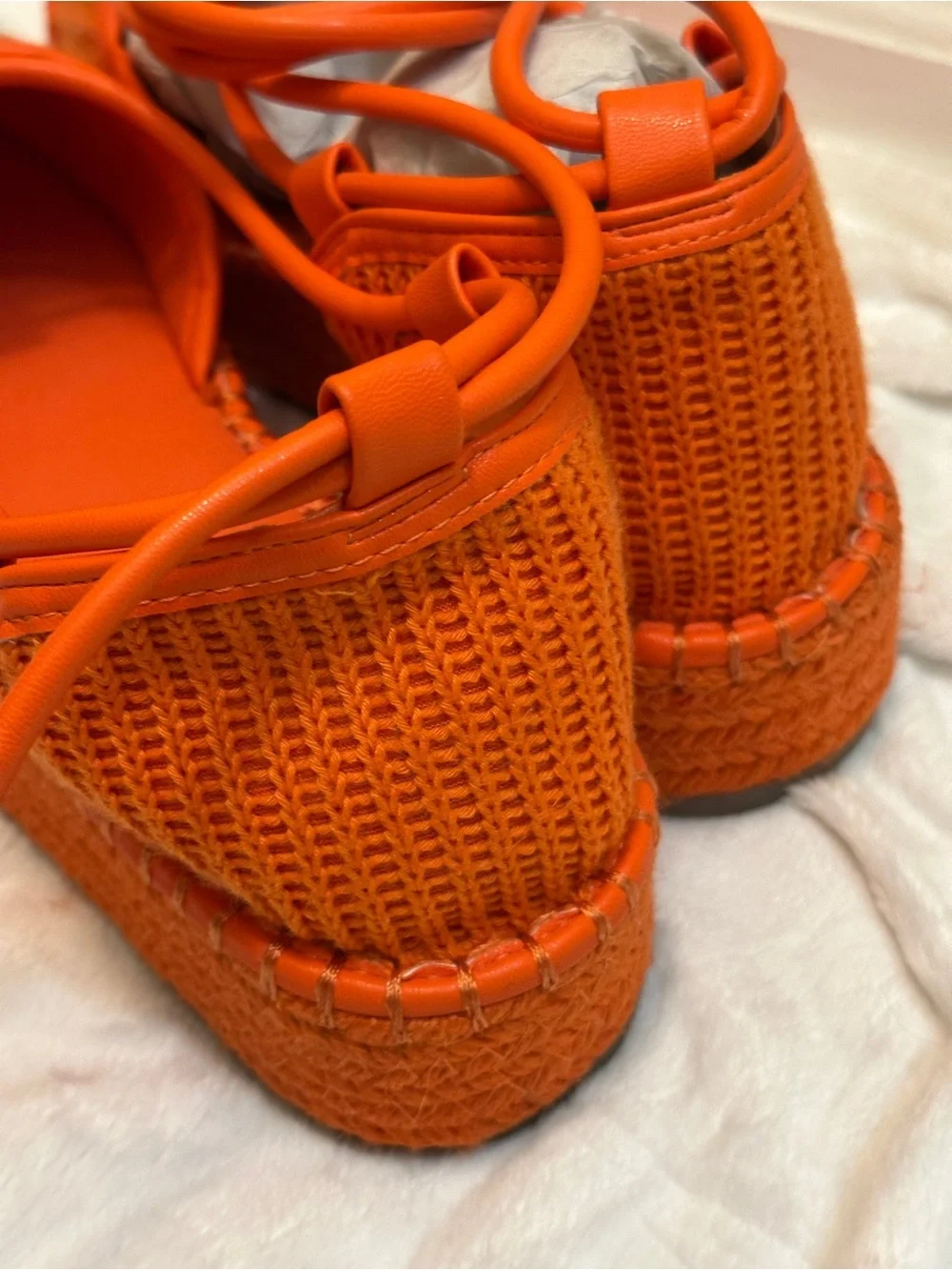 ASOS Design Orange Espadrilles Braided Strappy Round Closed Platform Sandals